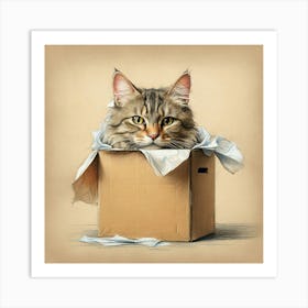 Cat In A Box 18 Art Print