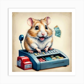 Hamster At The Cash Register Art Print