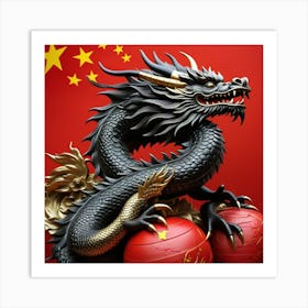 Dragon Chino Negro Art Print