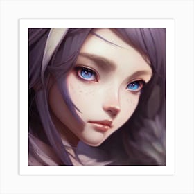 Portrait Of A Girl With Blue Eyes Hyper-Realistic Anime Portraits Art Print