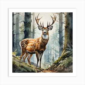 Deer In The Woods 80 Art Print