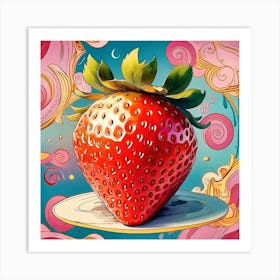 Strawberry On A Plate 1 Art Print