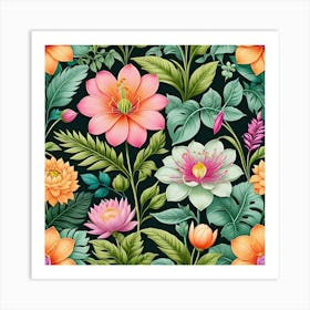 Floral Seamless Pattern 18 Art Print