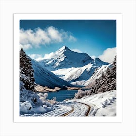 Snowy Mountain Road Art Print