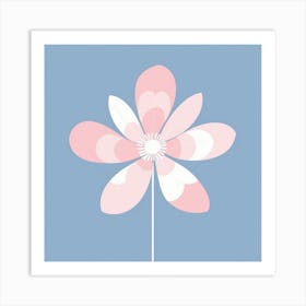 A White And Pink Flower In Minimalist Style Square Composition 18 Art Print