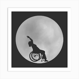 Minimalist Full Moon Silhouette with Dancer -Disability Wheelchair Dance - Empowerment - Moon Magic Art Print