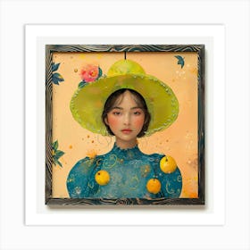 Girl In A Yellow Hat Art Print