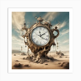 Clock In The Desert Art Print