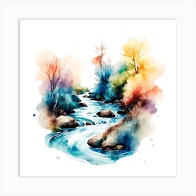 Watercolor River Art Print