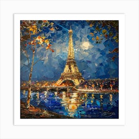 Eiffel Tower At Night Art Print