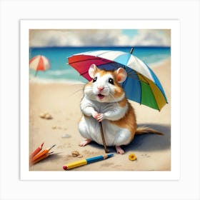 Hamster On The Beach 1 Art Print