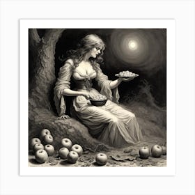 Woman With Apples Art Print