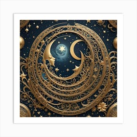 Moon And Stars 10 Art Print