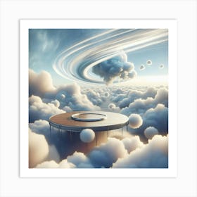 Spacecraft In The Clouds Art Print