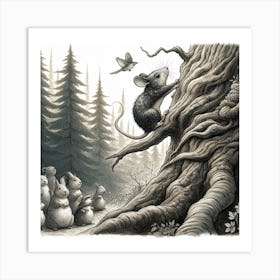 Mouse In A Tree Art Print