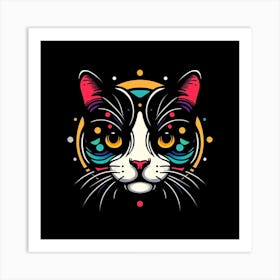 Cat Head Vector Illustration 1 Art Print