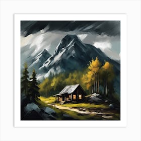 Cabin In The Mountains 1 Art Print