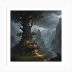 Fantasy House In The Forest Art Print