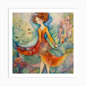 Girl In A Dress Art Print