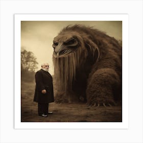 Man In Front Of A Monster Art Print