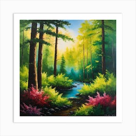 Sunrise In The Forest Art Print