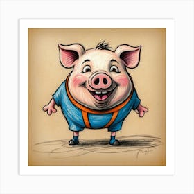 Cartoon Pig Art Print