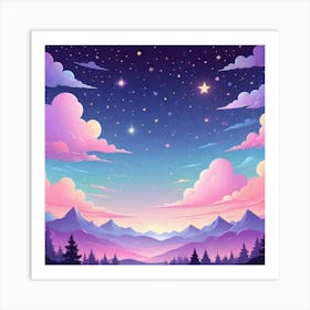 Sky With Twinkling Stars In Pastel Colors Square Composition 237 Art Print