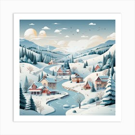 Winter Village for Christmas 3 Art Print