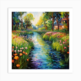 Glowing Gardens: Riverside Reverberations Art Print