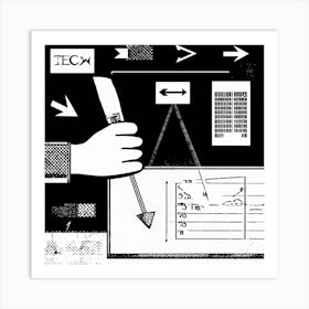 Abstract Illustration Of A Hand Selecting An Arrow From A Collection Turning And Guiding It Towards Art Print