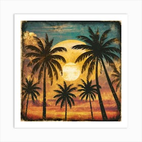 Sunset Palm Trees Art Print