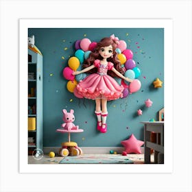 Girl With Balloons Art Print