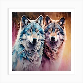 Couple of Wolves Art Print