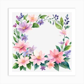 Watercolor Floral Wreath Art Print