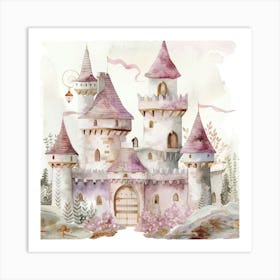 Floral Watercolor Castle Art Print