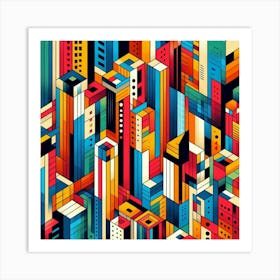 Bold Colors And Geometric Shapes Inspired By A Metropolis (2) Art Print