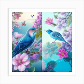 Birds And Flowers Art Print