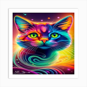 Psychedelic Cat Art Print