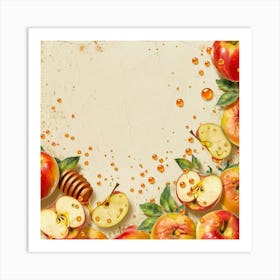 Rosh Hashanah Banner Texture With Apples And Hon 1718402752 3 Art Print