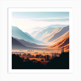 Landscape With Mountains Art Print