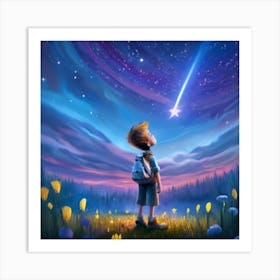 Disney Pixar Movie Style Poster With A Smart Boy Art Print