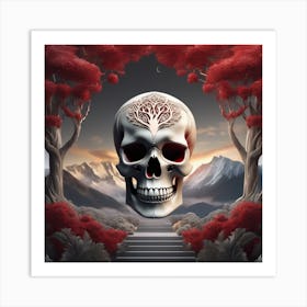 Skull In The Forest Art Print