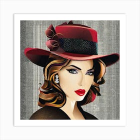 Lady In Red Hat Art Print