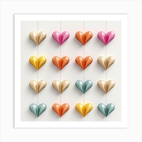 Soft Colorful Hearts Art Print