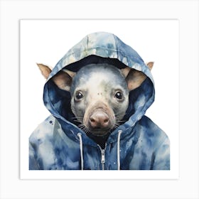 Watercolour Cartoon Tapir In A Hoodie 3 Art Print