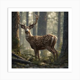 Deer In The Forest 114 Art Print