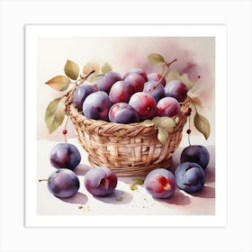 A basket of plums 1 Art Print