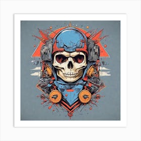 Skull In Helmet Art Print