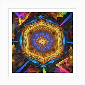 Octagonal Fractal Patternradiant Multicolour Luminousneon By Jacob Lawrence And Francis Picab 874331878 Art Print