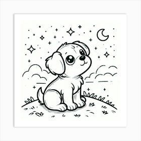 Line Art dog Art Print